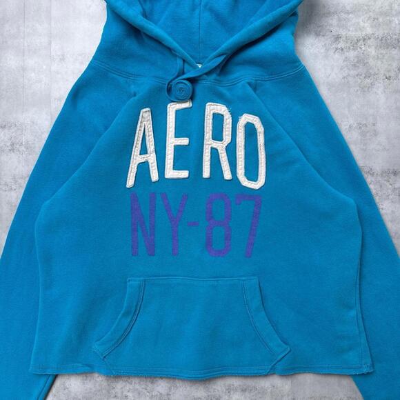 Y2K Aeropostale 00s NY 87 blue hoodie jacket - Picture 6 of 7